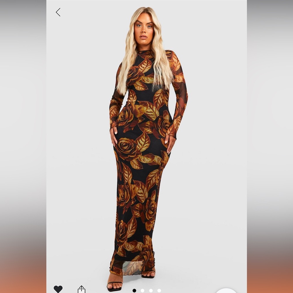 Boohoo Floral mesh low back maxi dress